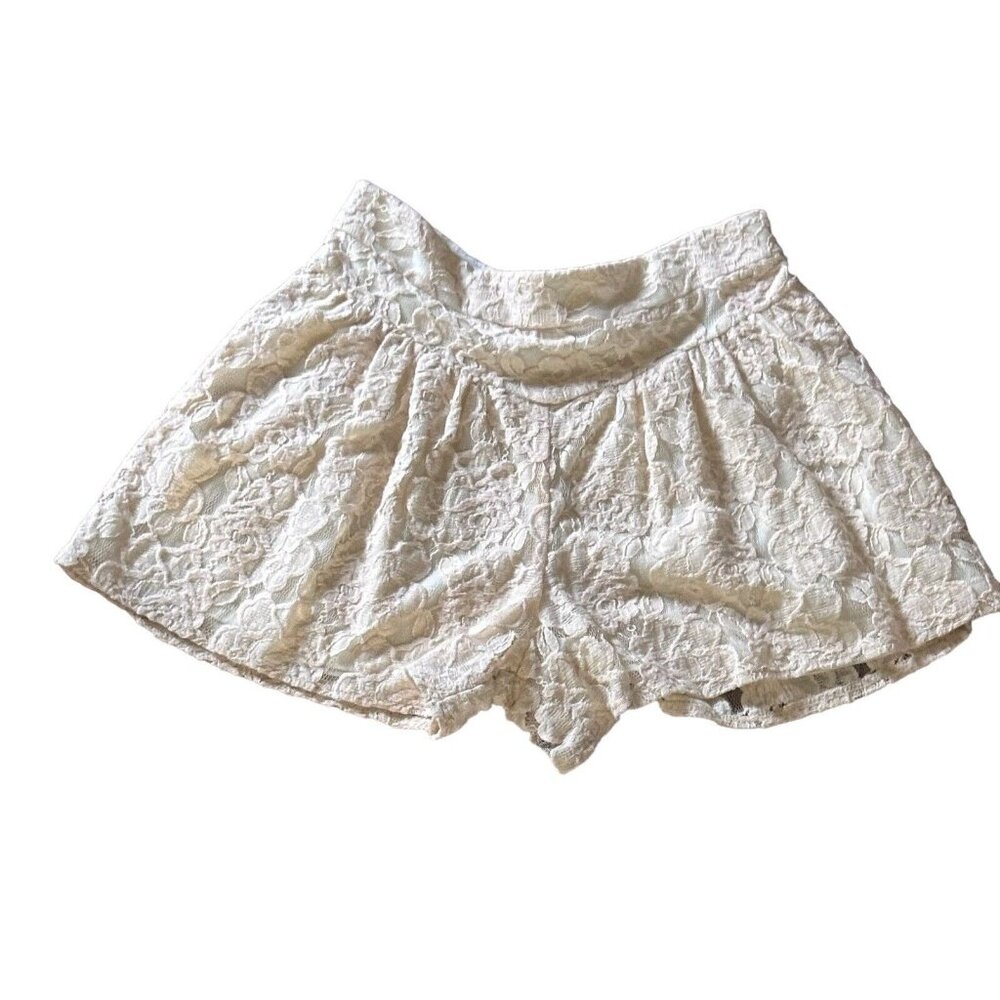 Anthropologie Ella Moss Short Shorts XS Ivory Lace Lined Made in USA
